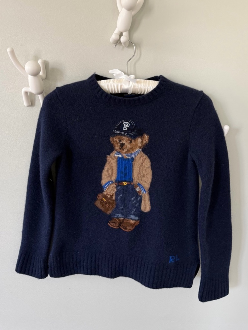 Polo Ralph Lauren Navy Sweater with Purse Bear Motif